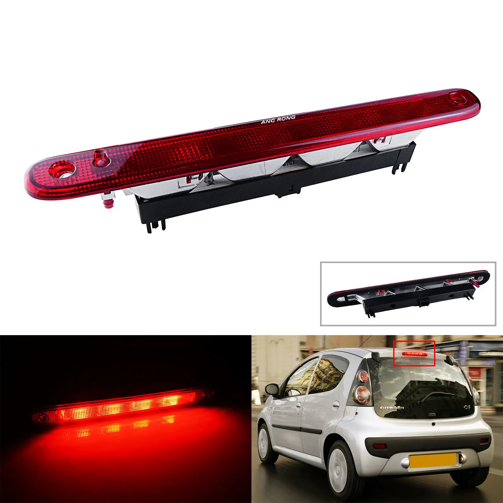 Red High Mount Level Upper Rear LED Third Brake Stop Light For 05-14 Peugeot 107 Citroen C1 Aygo Taillight 1606372780