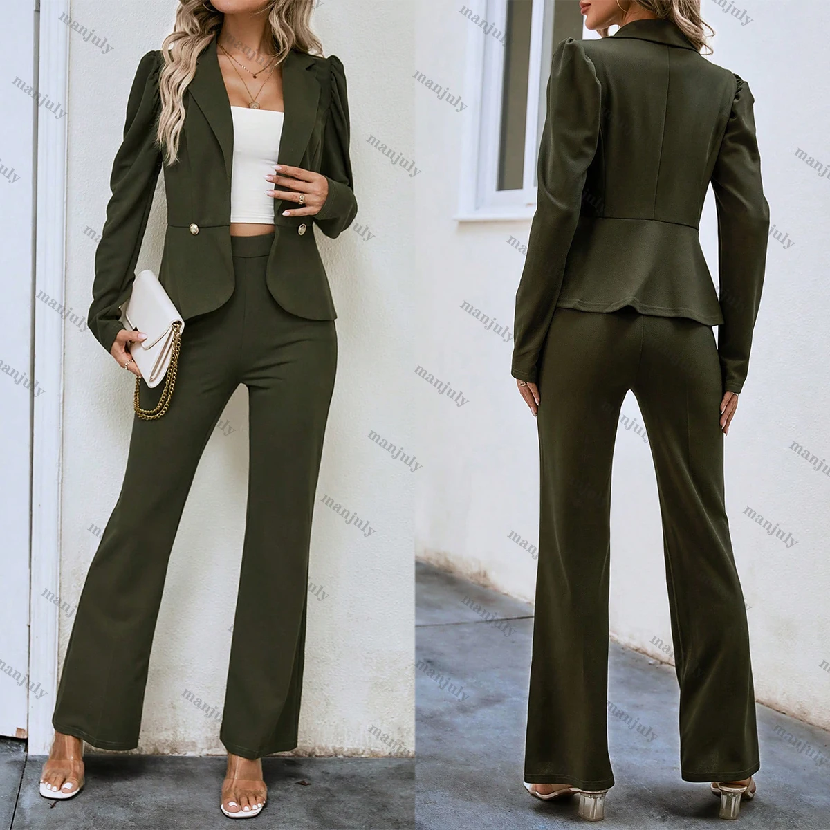 Fashion Women Suits Elegant Slim Fit Casual Blazer Office Lady Daily Wedding Party 2 Pieces Jacket