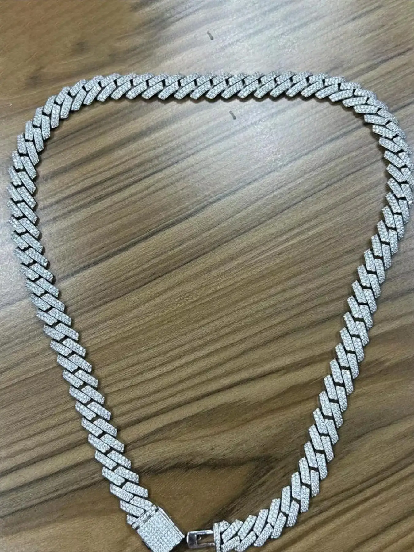 Hip-hop luxury rap singer custom 14mm fashion trendy style Miami silicone diamond Cuban chain men's necklace, gift box packaging