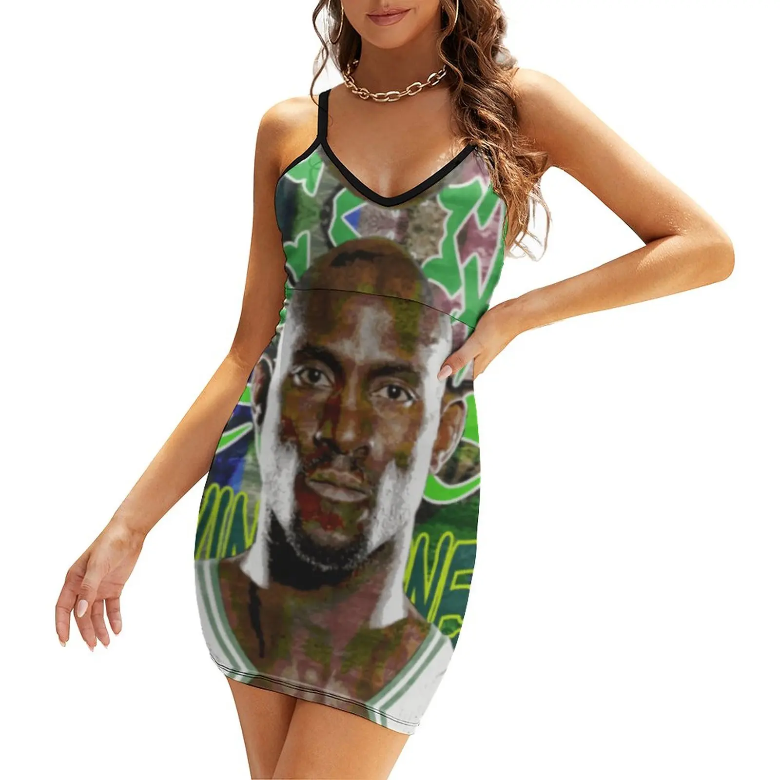 Sexy Kevins And Garnetter KG The BIG TICKET Da Kid 2023 Basketball Stars (3) Women's Sling Dress Humor Graphic  Clubs  Woman's D