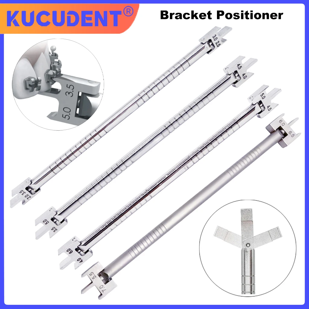 Orthodontic Bracket Positioner Tool Dental Bracket Gauge Locator Stainless Steel Double Scale Orthodontic Brackets Positioner