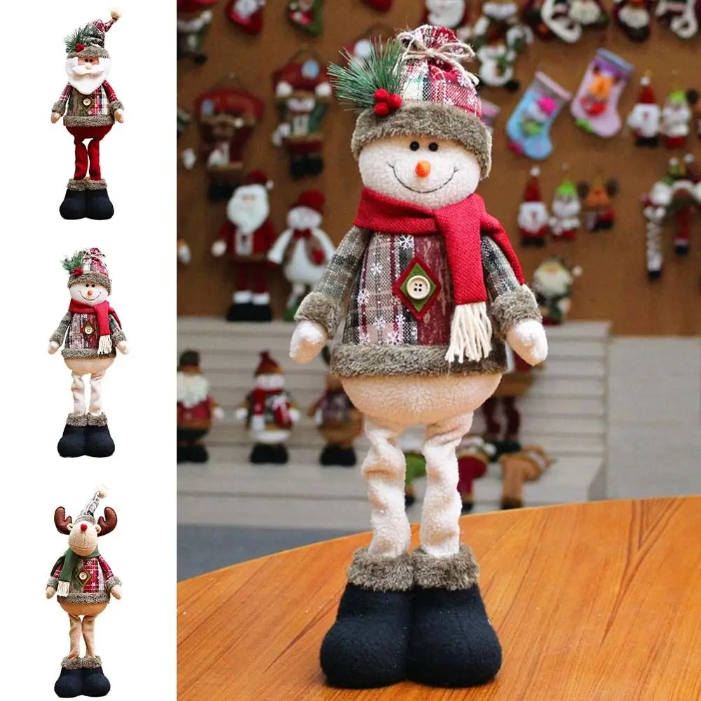 Christmas Snowman Reindeer Doll Washable Scalable Kawaii Xmas Decorations New Year Gift Leg Table Mantel Party Supplies