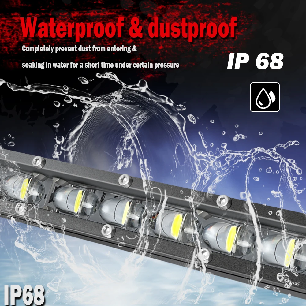Fotografia 4: Braveway 20 polegadas 26 polegadas 32 polegadas 44 polegadas 50 polegadas 6D 120W Linha única Ultra Slim LED Light Bar 6500K 12V 24V Spot Flood Combo Offroad