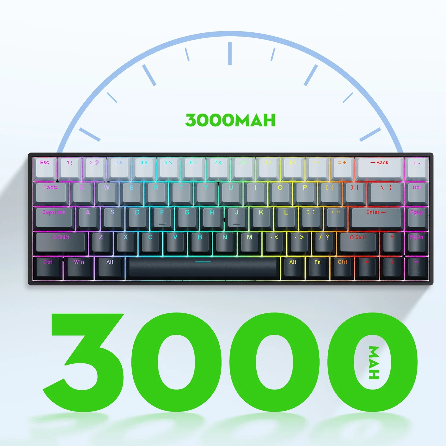 68 teclas teclado mecânico tri-mode com fio/2.4g/bluetooth teclado sem fio rgb teclado para jogos teclado ergonômico