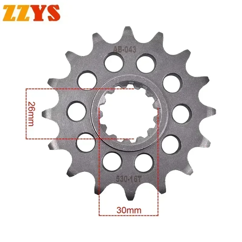 530 16T 16 Tooth Front Sprocket Gear Staring Wheel Cam For Honda Road VTR1000 VTR1000F Superhawk Fire Storm SC36 97-05 VTR 1000