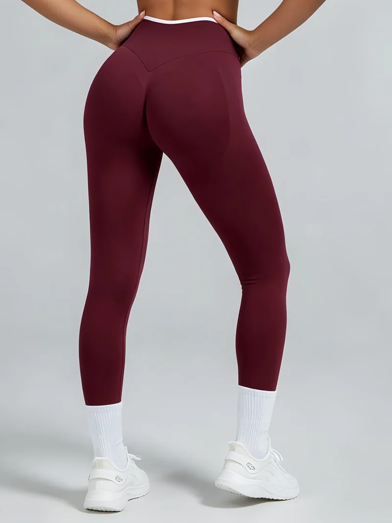Sexy Scrunch Butt Leggings Women High Waist Contrast Trim Seamless Tummy Control Yoga Pants Gym Workout Sports Fitness Tights