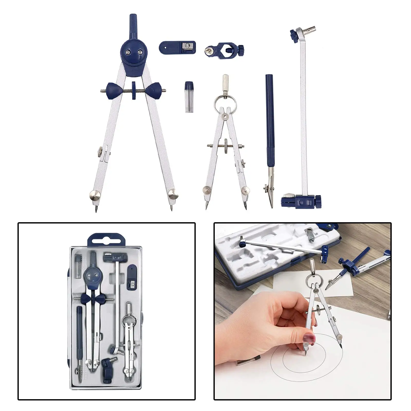 7Pcs/Set Adjustable Precision Drawing Set for School Office Drafting , 7pcs