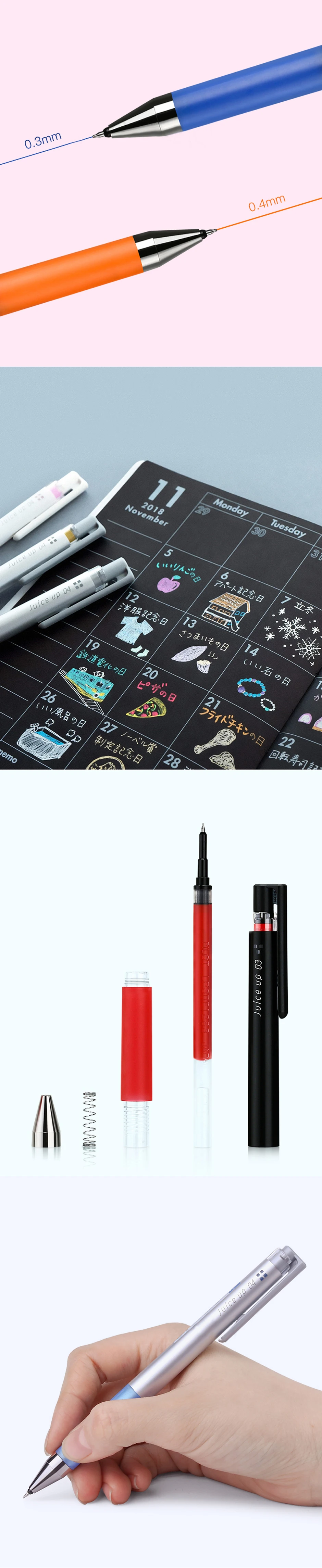 Pilot Juice Up 0,4mm Einziehbarer Gelstift ST-Spitze Schwarzer Stift Schnelltrocknend Glatt DIY Handkalligrafie LJP-20S4 Schreibwaren – Detail 2