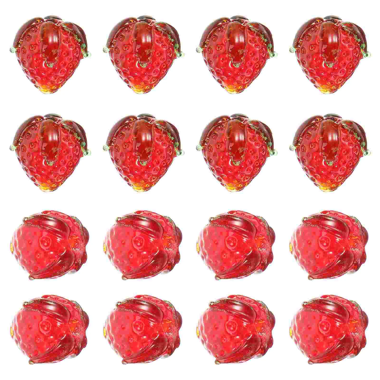 16 Pcs Glass Strawberry Practical DIY Pendants Charms Decorate Keychain Jewelry Accessory Earring Making Shaped