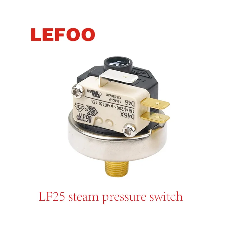LF25 Steam pressure switch Original LEFOO G1/4 G1/8 0.5-8bar Normally open and normally closed 12V/24V/220V Universal voltage