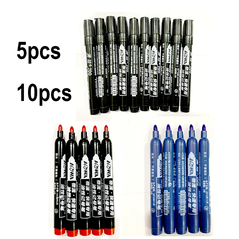 5/10 pcs Permanent Paint Marker Pen Oily Waterproof Black Pen for Tyre Markers Quick Drying Signature Pen Stationery Supplies