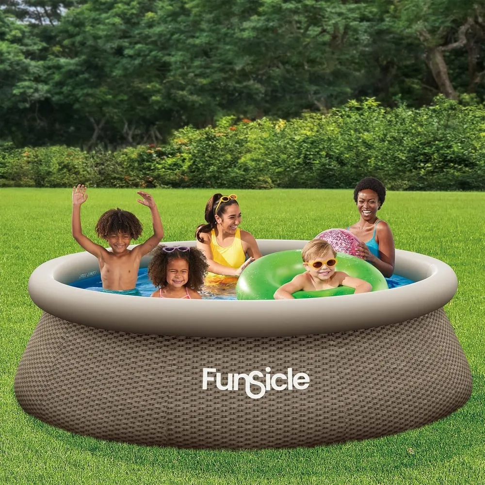 Funsicle QuickSet Round Inflatable Ring Top Outdoor above Ground Swimming Pool Set with Filter Pump