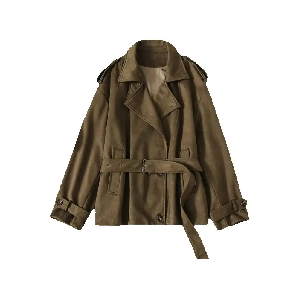 

New autumn fashion women's clothing fashionable suede windbreaker jacket