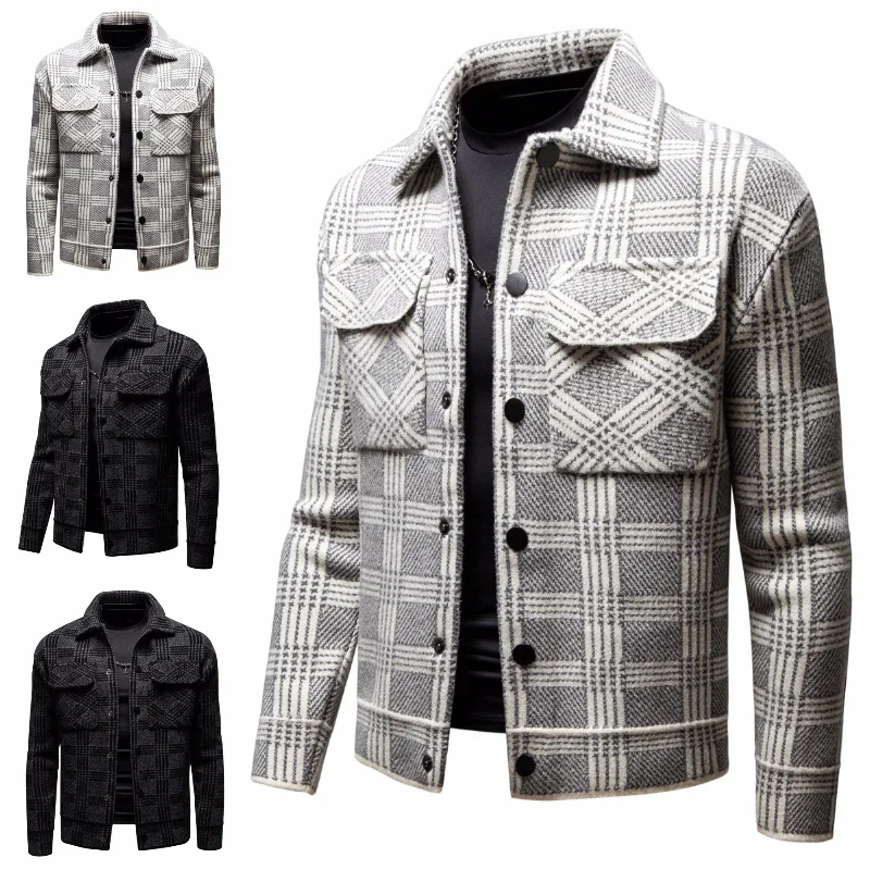 2024 Autumn and Winter New Jacket Fashion High Street Collar Large Pocket Printed Men\'s Coats Jackets for Men