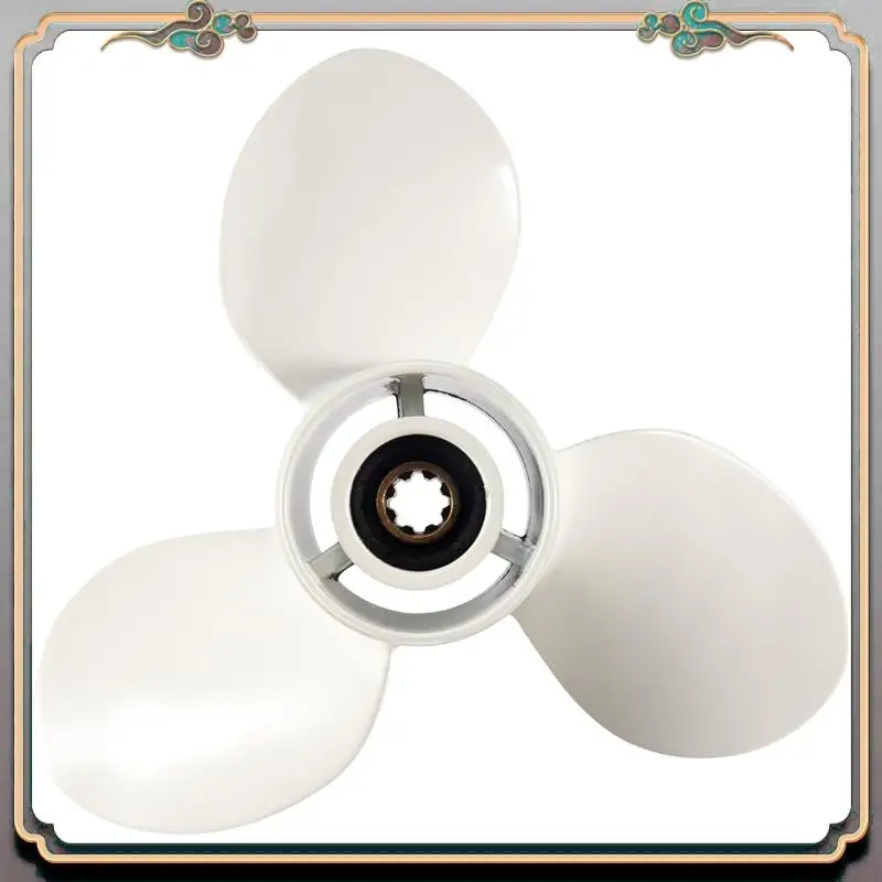 Reliable-Ship Engine Outboard Propeller 3-Bladed Rotary Paddle 683-45941-00-El 9 1/4 X 12 For Yamaha 9.9-15Hp Aluminum 8 Spline