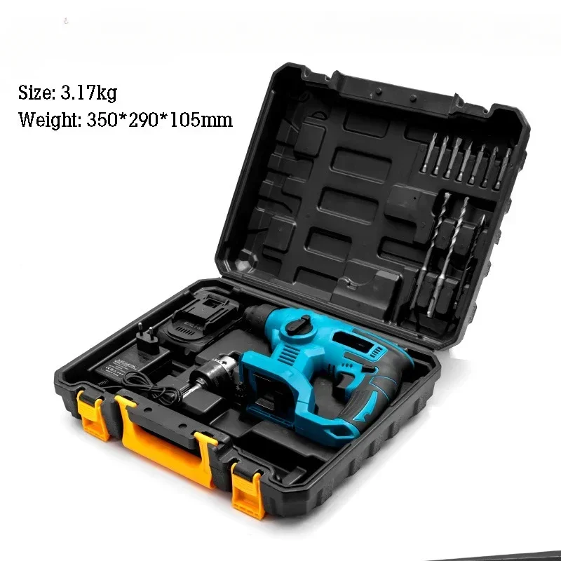 21V Brushless Electric Hammer Cordless Impact Drill Electric Screwdriver Power Tool 3 in 1 Drill Holes Tool for Makita Battery