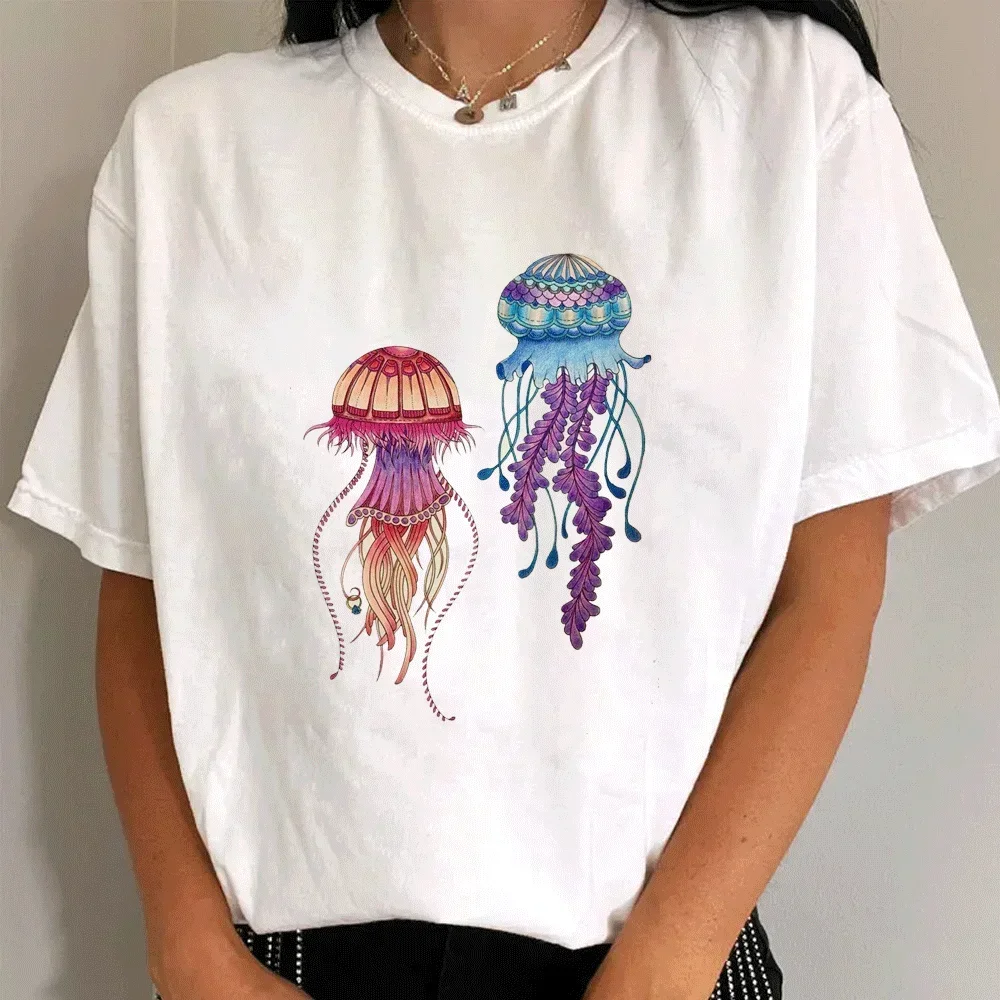 

Футболка JellyFish с морепродуктами, редкие виды, эстетичная новая модная женская хлопковая футболка в стиле гранж, удобный топ с морским органайзером Y2k