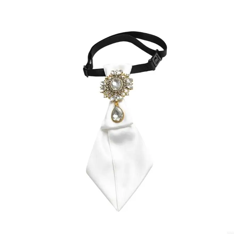 2026 New Clasp-On Jeweled Necktie with Adjustable Strap and Teardrop Front Ornament for Stage, Creative Photo and Party Styling
