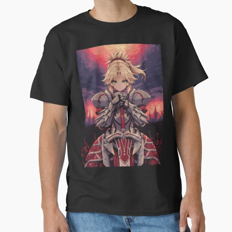 Manga Gift Mordred Pixel Art fate zero video game Cute  Anime girl  t shirt  for men 100% cotton print Large size tops S-6XL