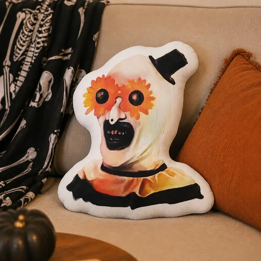 Art the Clown Terrifier flower glasses Cushion Irregular Stuffed Throw Pillow Home Decor Gift Sofa Bed