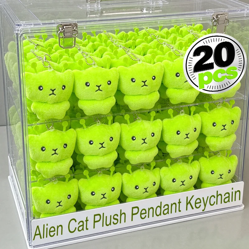 Kawaii Alien Cat Plush Pendant Cute Cartoon Soft Plushie Doll Keychain Stuffed Toy Backpack Handbag Ornament Lovely Bag Decor