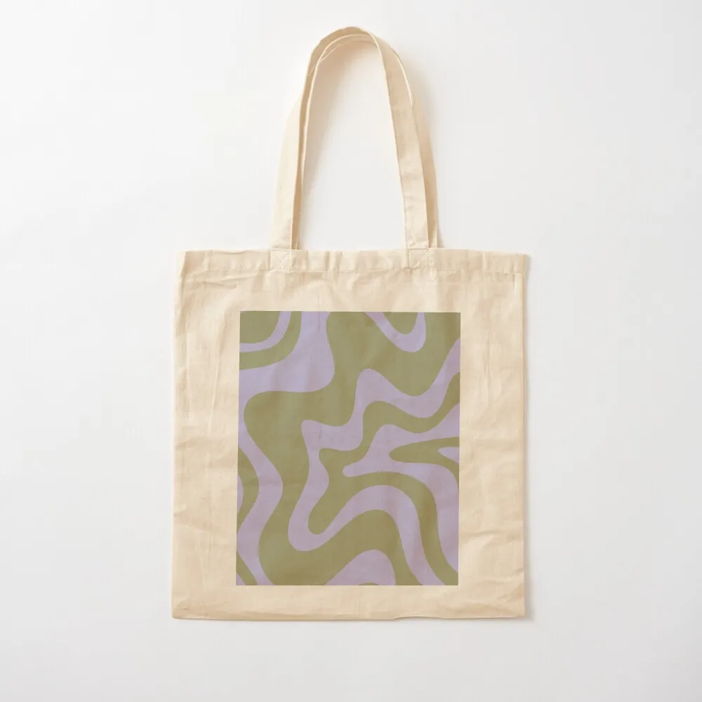 

Retro Liquid Swirl Abstract Pattern Square Sage and Lilac Tote Bag sacs de shopping canvas tote bags for women Canvas Tote Bag
