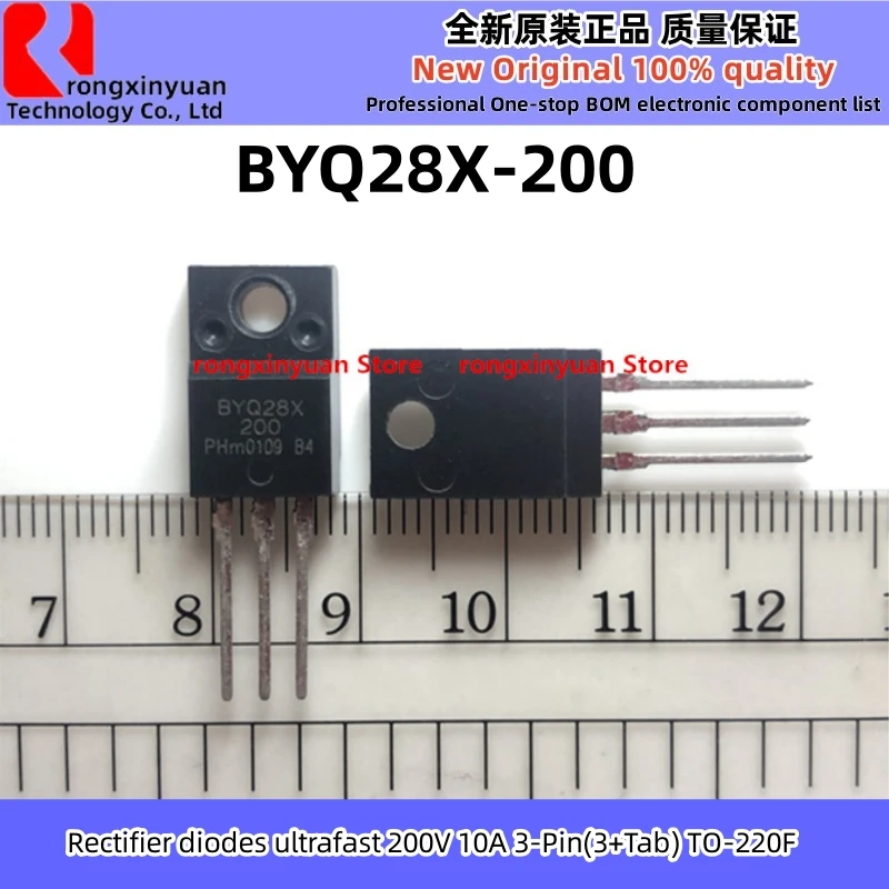 10Pcs/lot 200V/10A Rectifier diodes ultrafast BYQ28X-200 TO-220F BYQ28X 200 Original New 100% quality