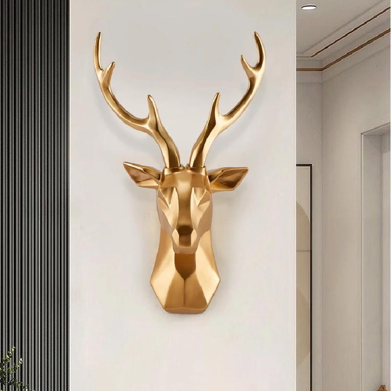Luxurious Deer Head Wall Hanging Creative Living Room Background Wall Decoration Pendant Simple Porch Aisle Home Wall Decoration