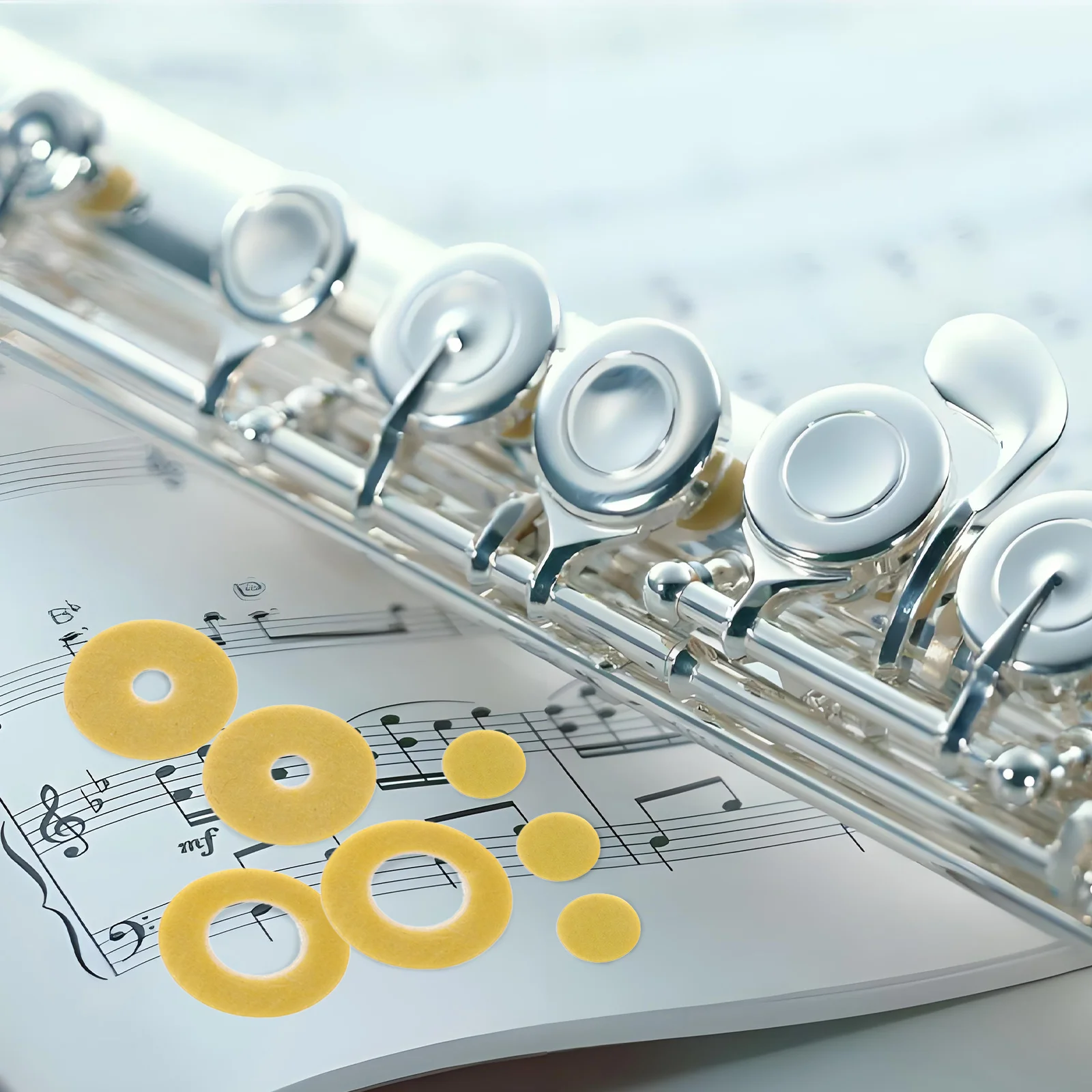 

1 Set Felt Pads Open Hole Type Replacement Parts For 16-Hole Flute Smooth Hole Pads Soft Comfortable Long-Lasting Nonslip Key