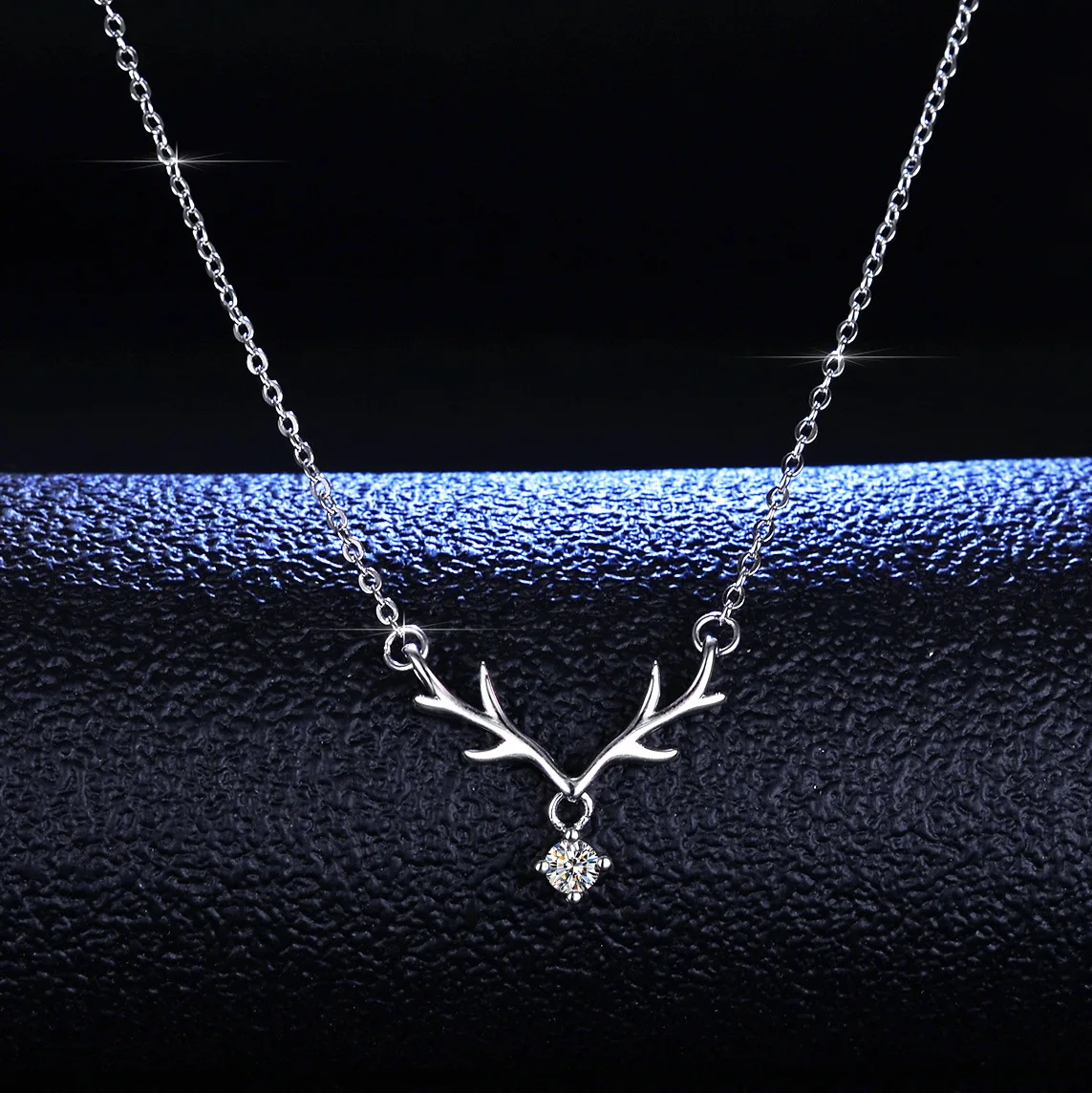 Lumira Deer Antler Pendant with You Along the Way 0.5 carat Mossanite Diamond Platinum PT950 Necklace for Women Birthday Gifts