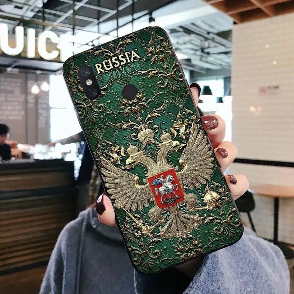 Russia Coat Of Arms Eagle Flag Phone Case For Xiaomi Mi 5X 8 9 10 11 12 lite pro 10T PocoX3pro PocoM3 Note 10 pro lite