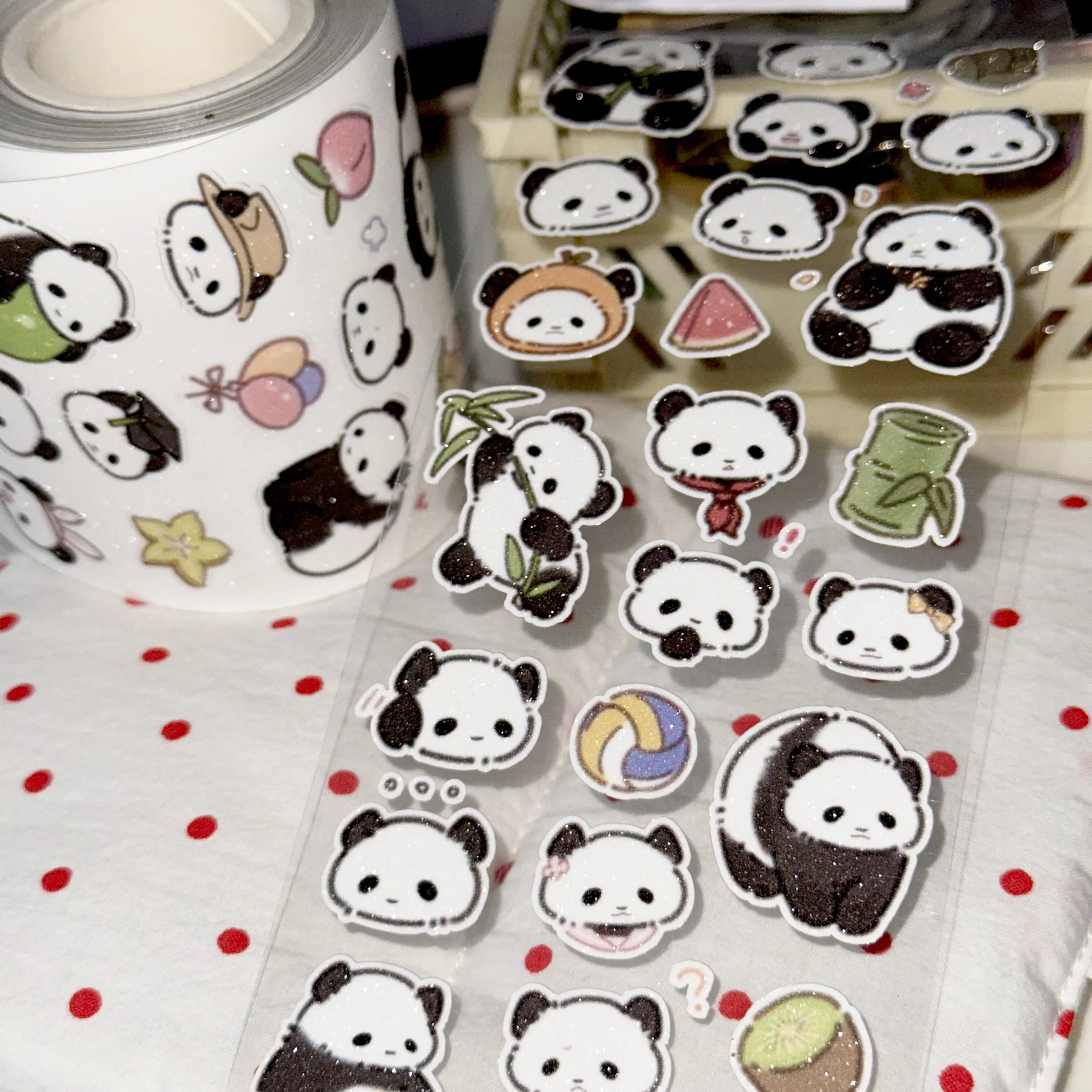 Cute Mood Panda Die cut Dispensing Sticker DIY Goo Card Journal Scrapbooking Photo Card Phone Case Collage Supply