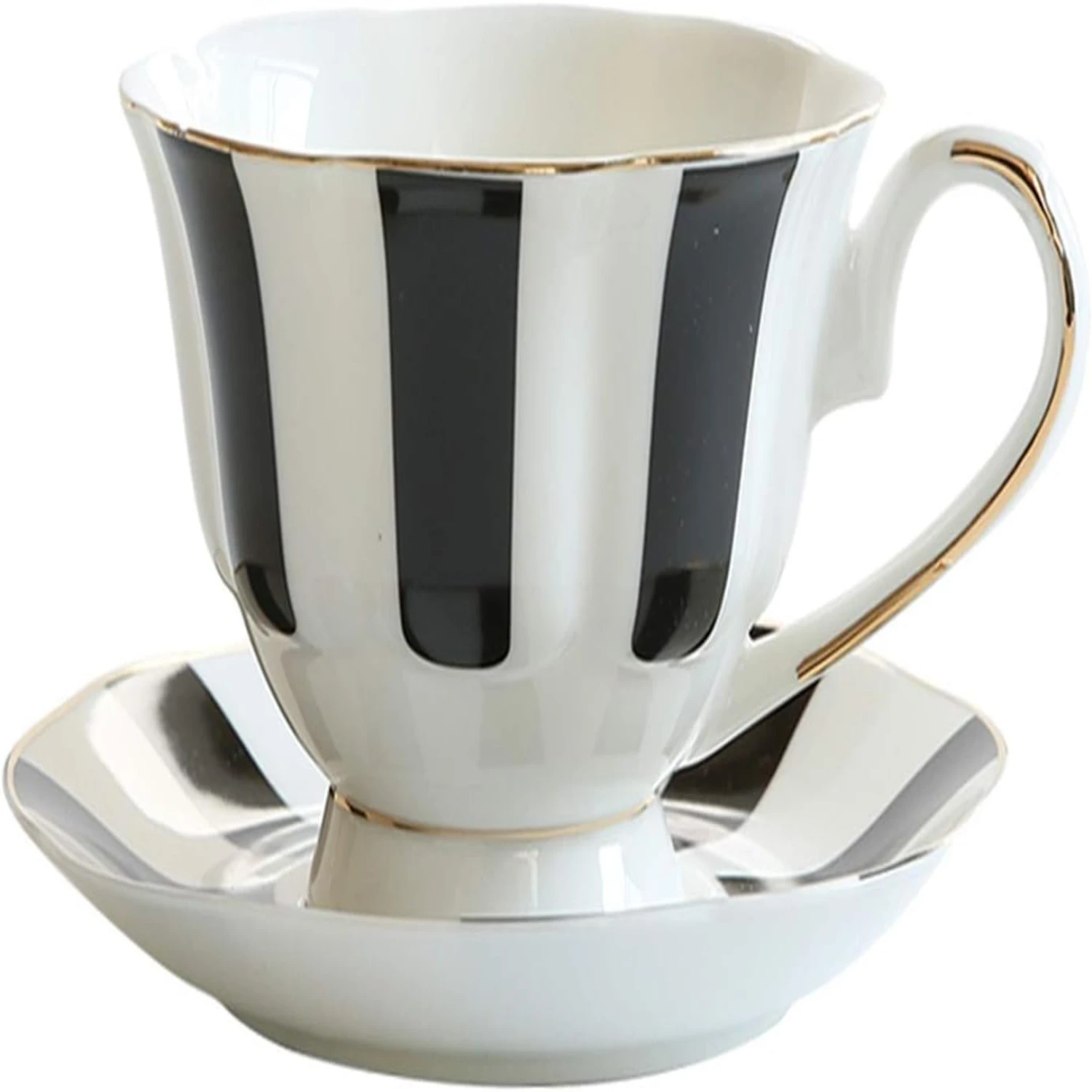 

Elegant and Stylish Set of 6 Ceramic Espresso Cups with Saucers - Perfect for Coffee Lovers - Modern Design Ideal for Home or Of