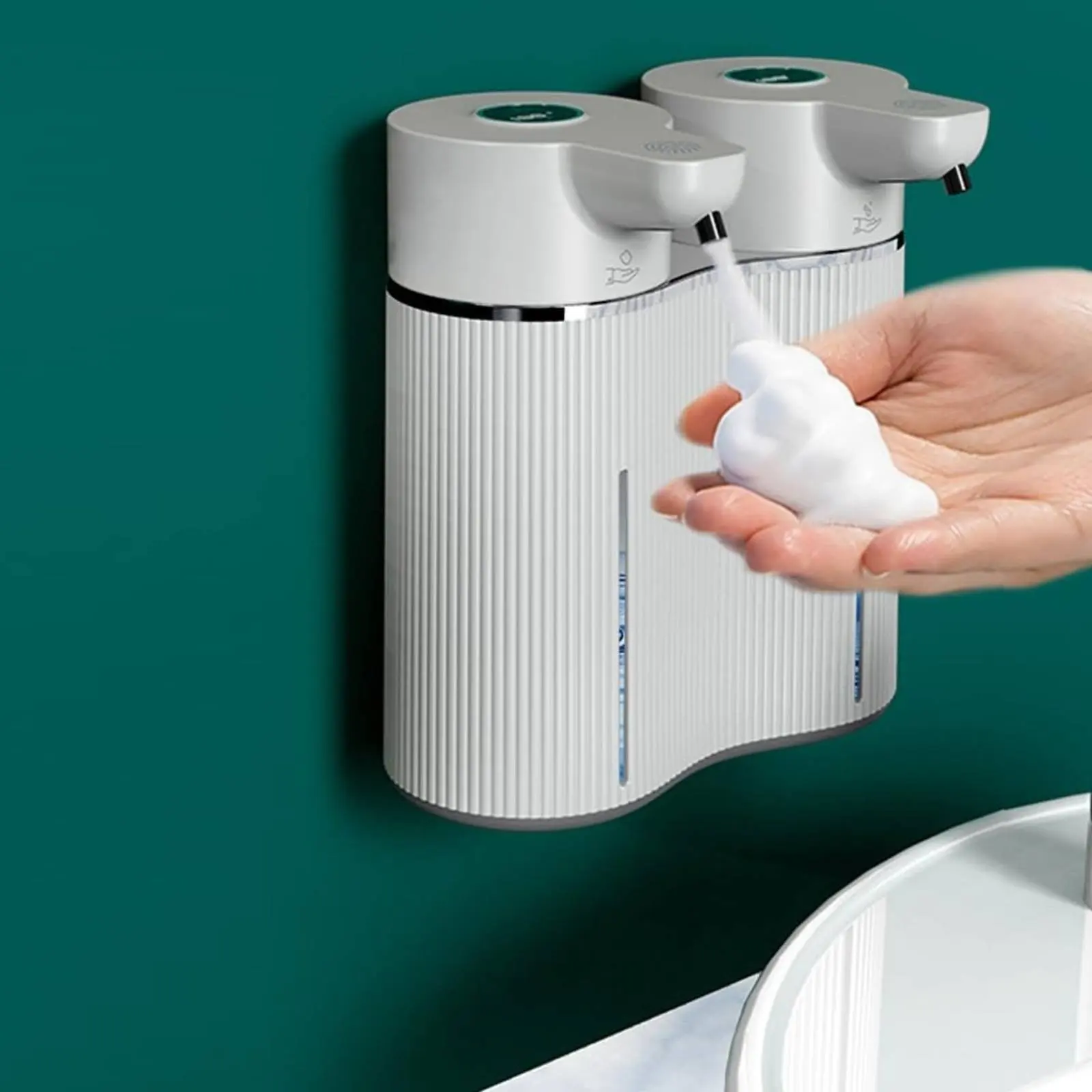 

Touchless Wall Mounted Dispenser Digital Display Wall Mounted Soap Dispenser Bathroom Accessory Countertop Use Washroom Gear