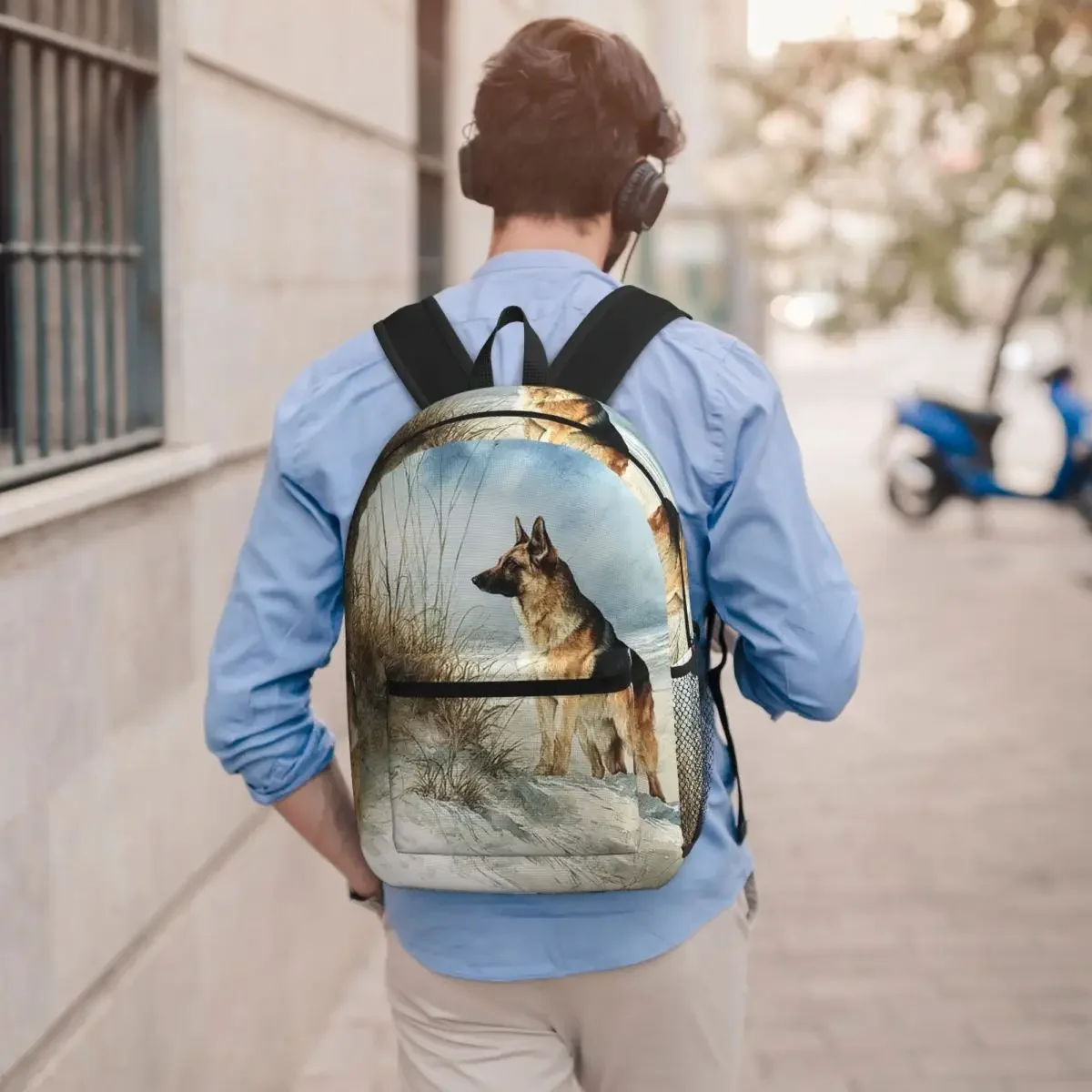 German Shepherd Oil Painting Backpack Student BookBag Children School Bag Computer Shoulder Bags for Men Women