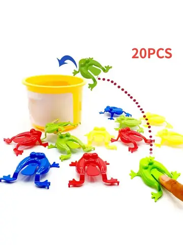 20pcs Solid Color Jumping Frog Plastic Bouncing Frog Jumping Frog Children Educational Toy,Gift for Kids Party Favors, Birthday