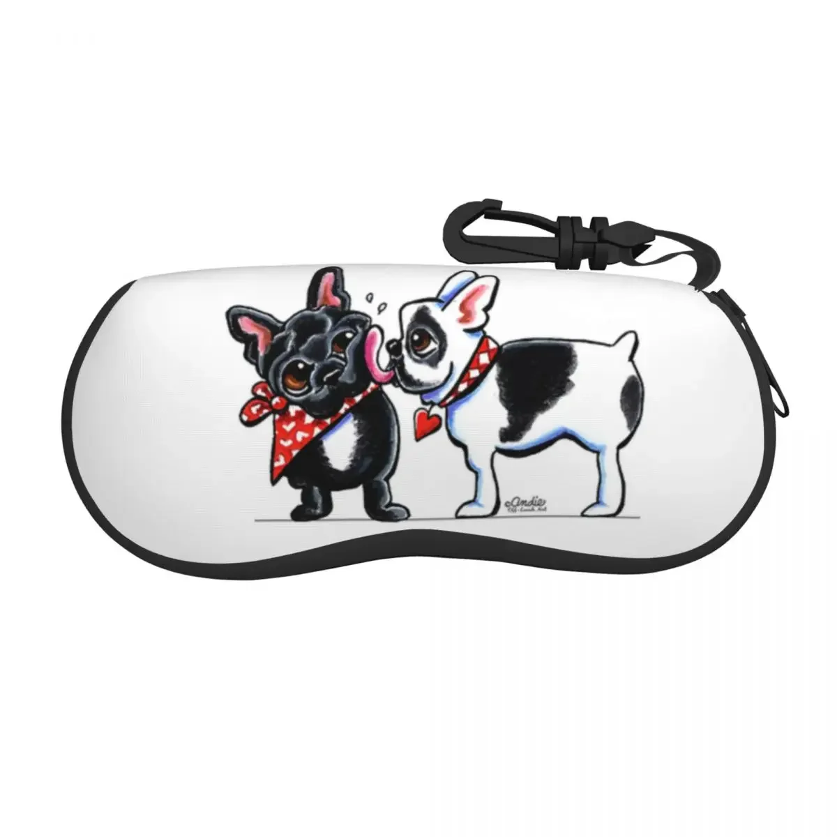 

Custom French Kiss Shell Glasses Case Unisex Fashion Bulldog Dog Lover Eyeglasses Case Sunglasses Protector Box