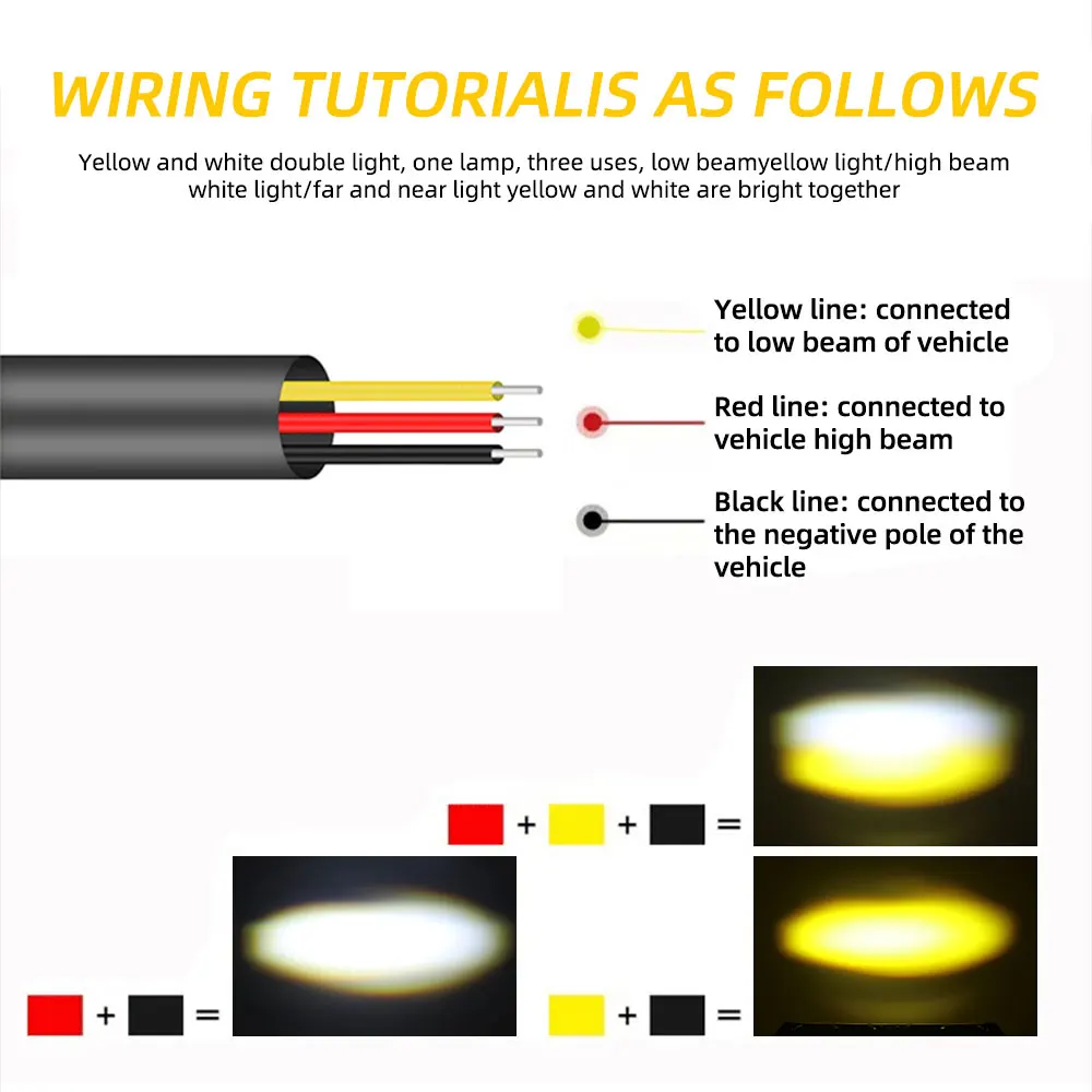 1/2PC 6LENS Super Bright Car Work Light LED Light Bar White Yellow Hi-Low Beam External Spotlight For Jeep Truck Tractor SUV ATV