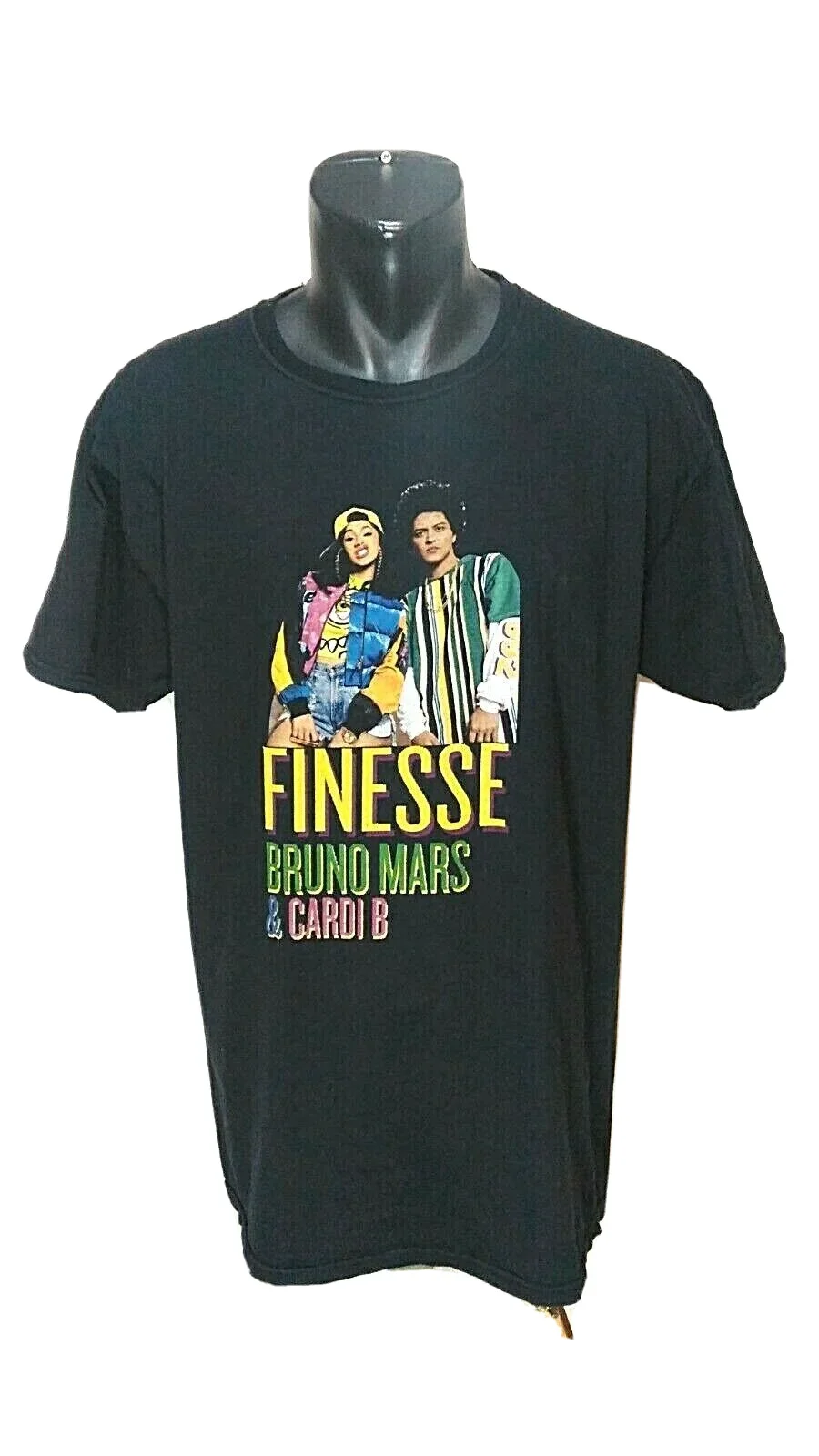 Bruno Mars And Cardi B Finesse Promo T-Shirt Vtg Style Crew Neck Black Size:XlAnime Graphic T-shirts for Men Clothing Women Tees