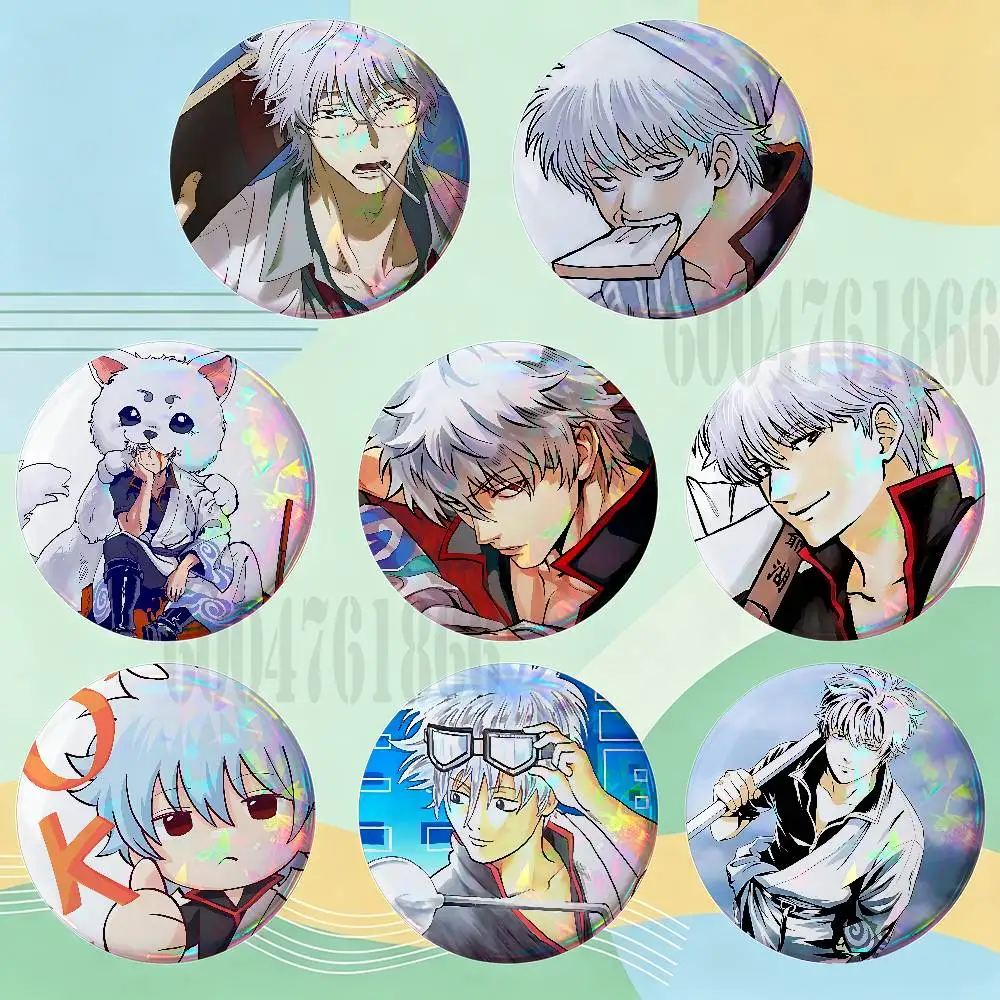 G-Gintoki Sakata HD Print Badges Pretty Round Display Brooches IP merchandise 32mm 58mm 75mm 44mm 25mm