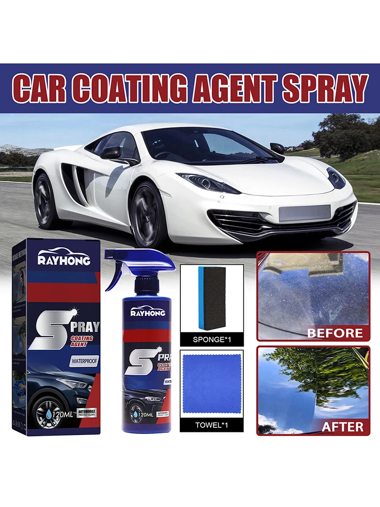 3 in 1 Car Wax Polish Spray High Protection 120ml Automobile Paint Coating Eliminate Dirt Stain for Cars/Boats/Motorcycles/RV