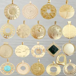 1pc Genuine Gold Color Large Bohemia Round Medallion Charms Plated Boho Pendants for DIY Necklace Jewellery Making Finding