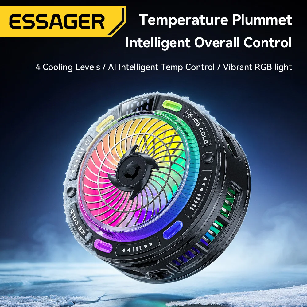 Picture 3: Essager Magnetic Universal Phone Cooler for Gaming TEC Cooling Fan with Digital Display RGB Lights Al Intelligent Temp Control