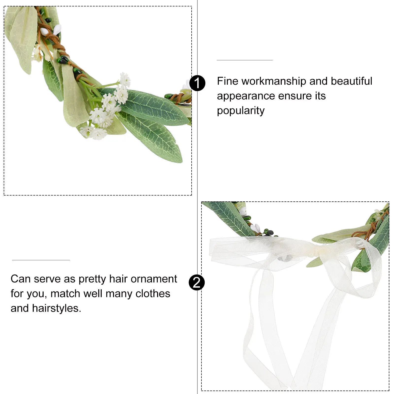 

1Pcs Floral Olive Garland Headwear Stylish Party Hair Band Perfect for Weddings Bridesmaids Festivals Gifts Photo Props Ceremony