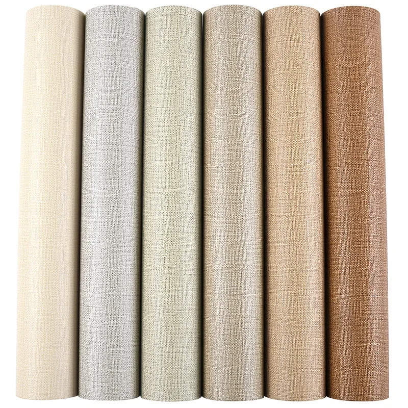 Modern Simple Plain Imitation Linen Straw Wallpaper Striped Japanese Retro Living Room Bedroom Engineering Wallpaper