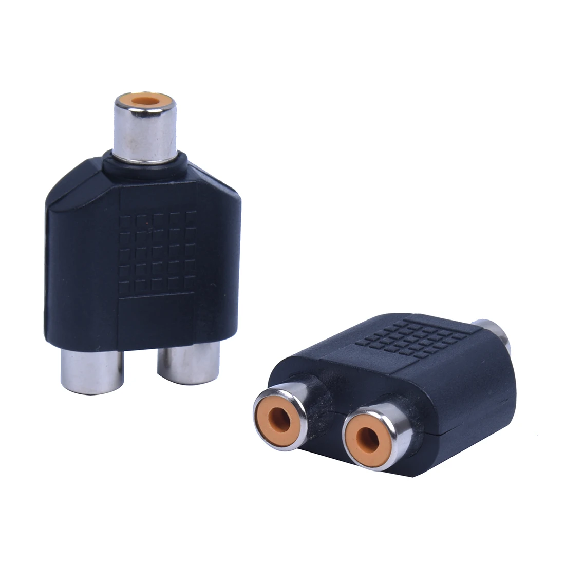 2 pezzi RCA AV splitter Y adattatore 1 femmina 2 femmina, nero