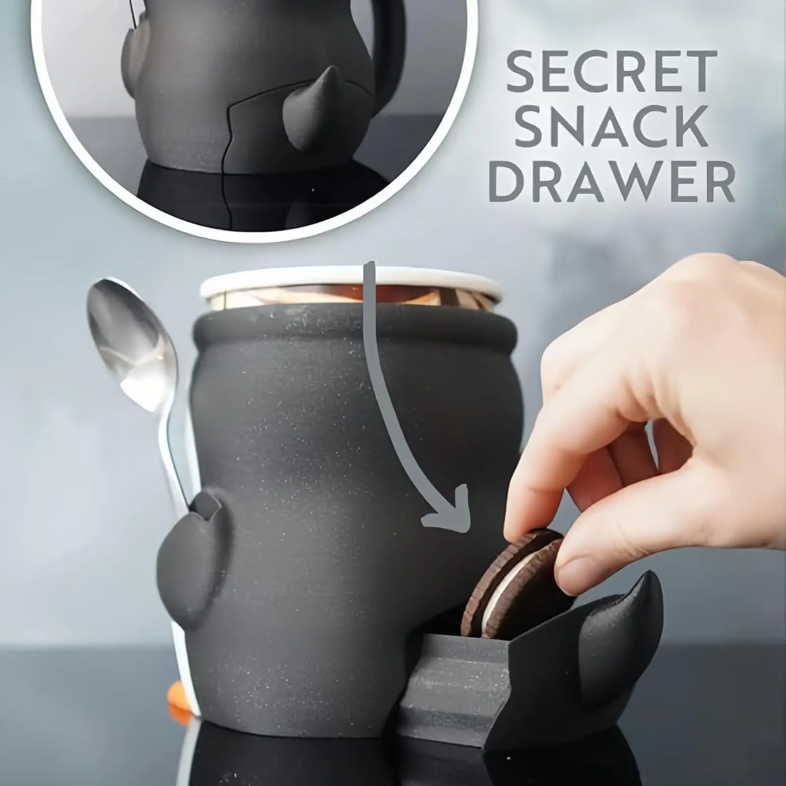 Highland Cow Ice Pint Holder Cute Brown Cow Cup Coaster with Horns Non-Slip Base Built-in Storage Insulated Grip for Ice Cream