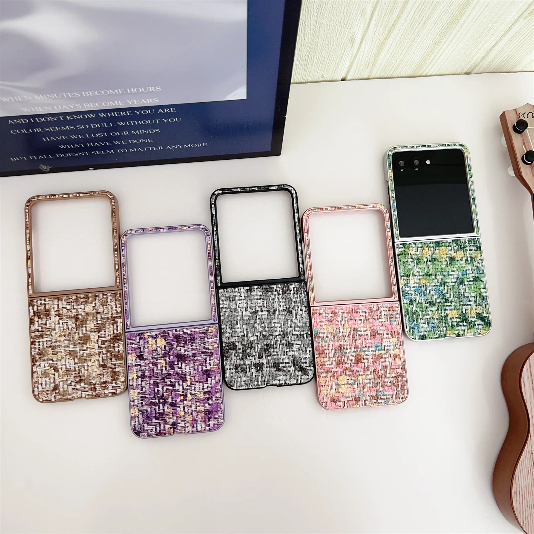 

Fashion Luxury Korean ins Pink Green Brown Grey Weave Patttern Case for Motorola Razr 50ultra Motorola Razr 50 Shockproof Cover