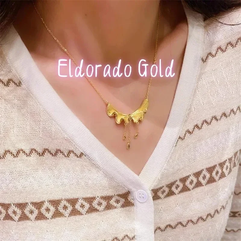 Eldorado Gold   Eldorado Gold 2025 2025French Tassel Bow AU750 Necklace, 18K Women's Fashionable Temperament High-end Collarbone