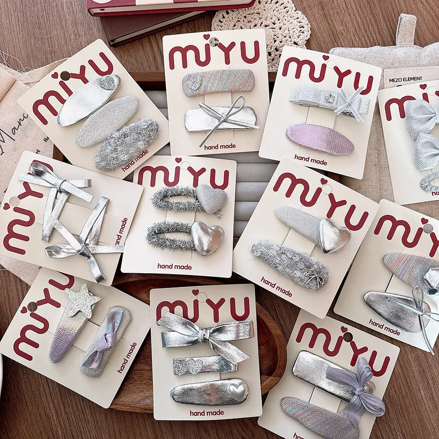 

Cute Silver Bow Hairpins Women Girls Kids Hair Clips BB Pin Barrettes Hairgrips Accessories Hairclip Headwear Headdress Ornament